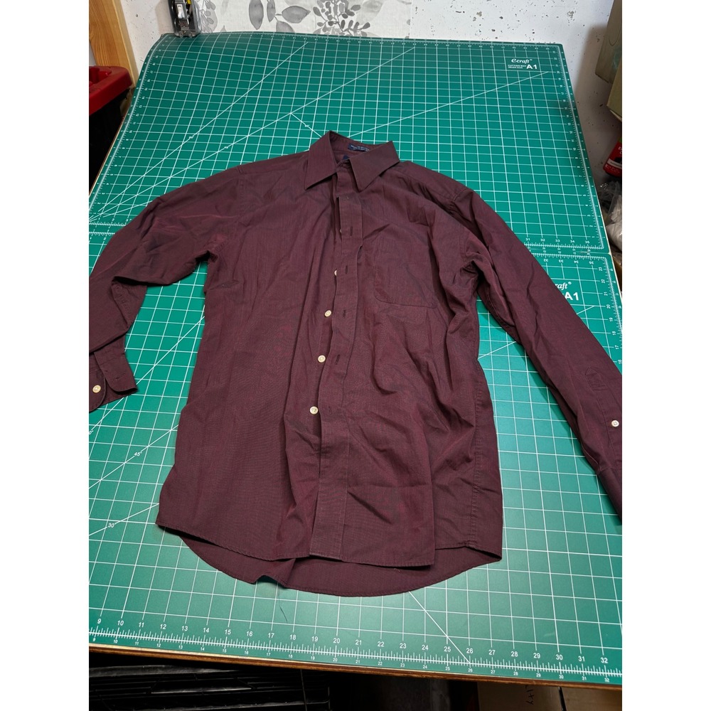 Barrington Mens Burgundy Dress Shirt Long Sleeve Button Down Maroon 15.5 32/33